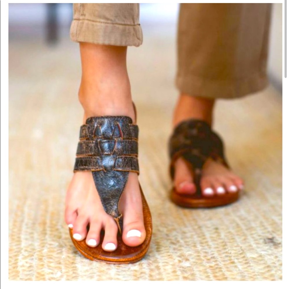 Bed Stu Yoli Leather Sandal in Black Lux